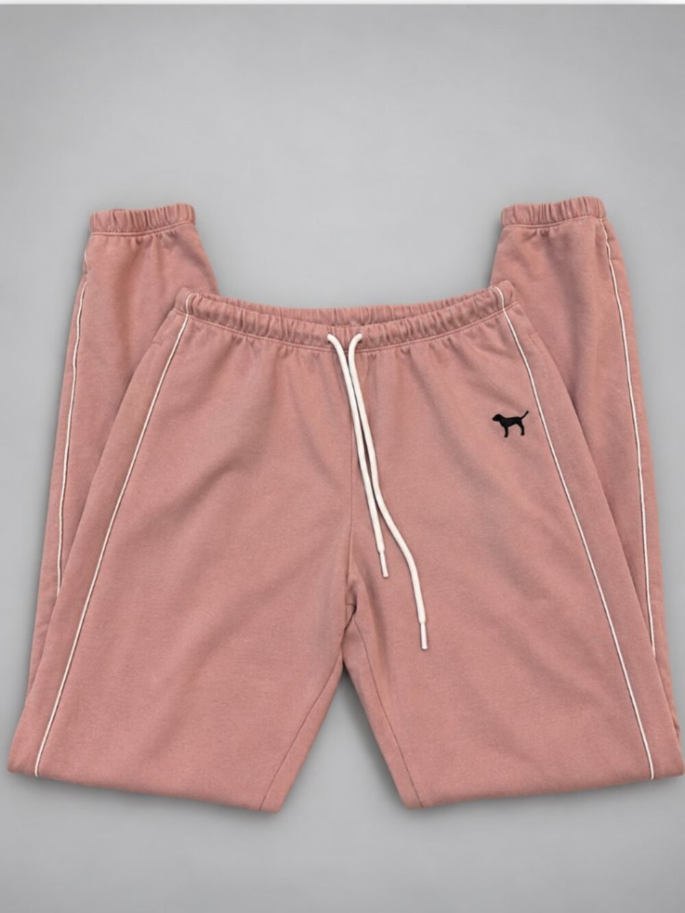 Victoria’s Secret PINK Jogger Sweatpants Size L Blush Pink Dog Logo Piping